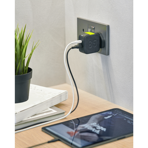 InstantCharger 65W 2 USB - Blue - Powerful USB-C and USB-A GaN PD charger - Front